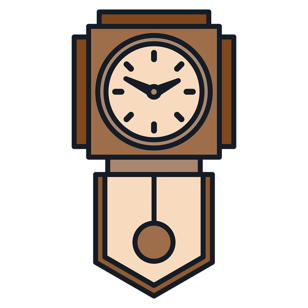 Retro Wall Clock Illustration on Transparent Background