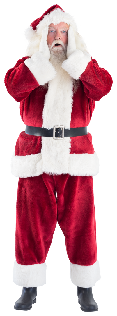 Transparent Santa Claus Appearing Shocked with Open Mouth - Download Free Stock Images Pikwizard.com