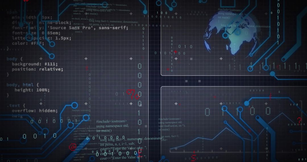 Futuristic Cybersecurity Interface with Digital Map and Graphs