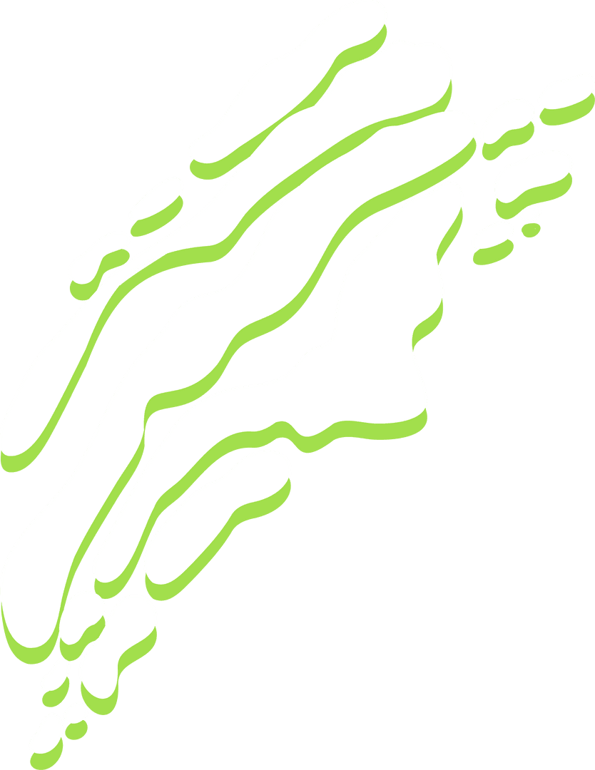 Abstract Green-Outlined Fluid Blobs on Transparent Background