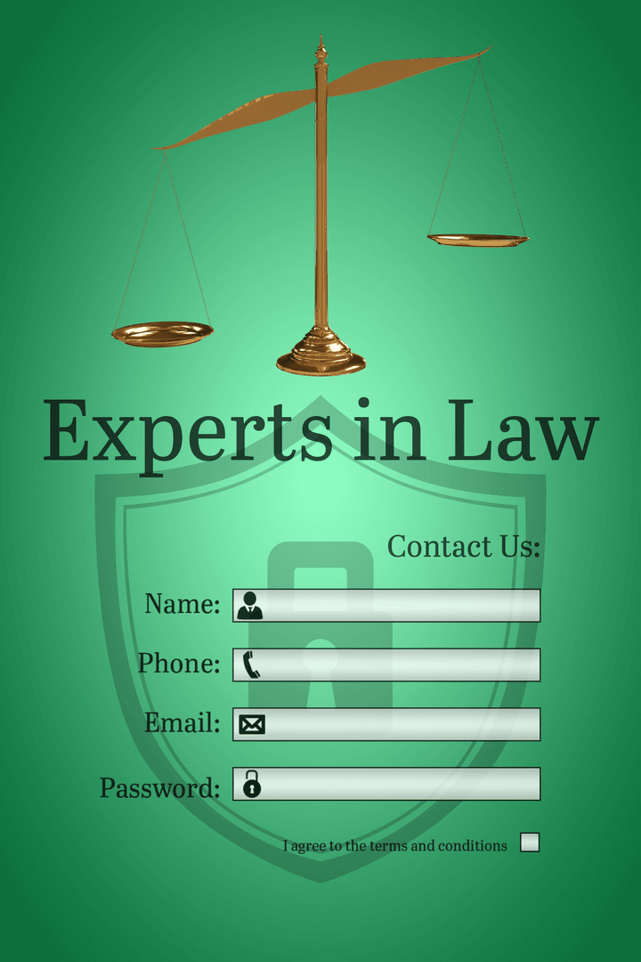 Transparent Legal Services Contact Form Graphic with Scales of Justice