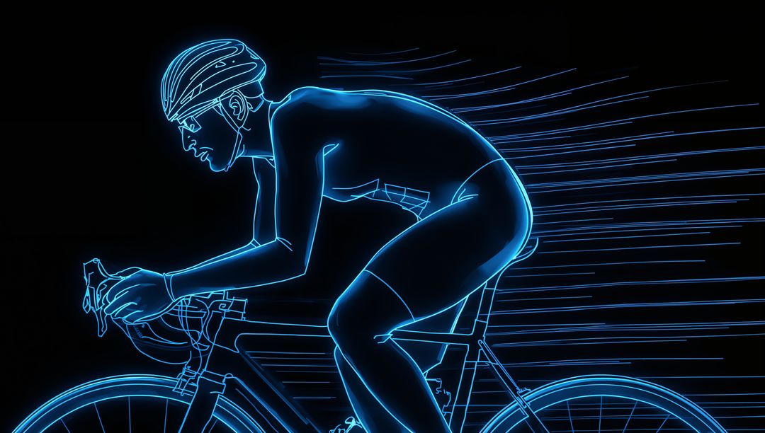 Futuristic Neon Cyclist in Motion Displaying Speed