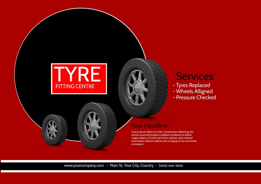 Bold Red and Black Tire Services Ad with Detailed Service List - Download Free Stock Templates Pikwizard.com