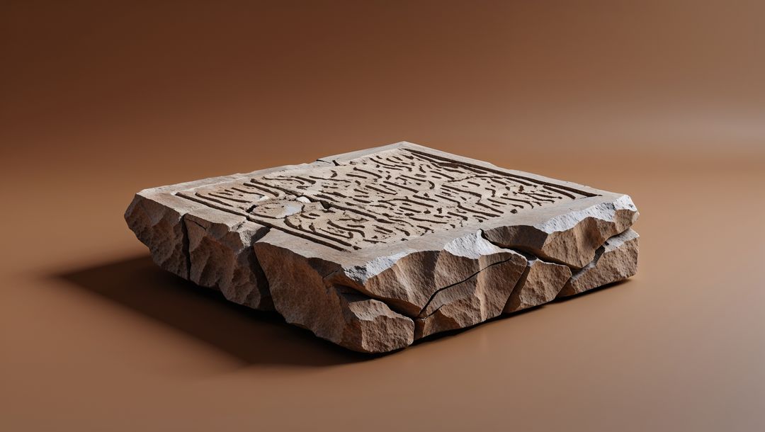 Ancient Carved Stone Slab with Mysterious Inscriptions