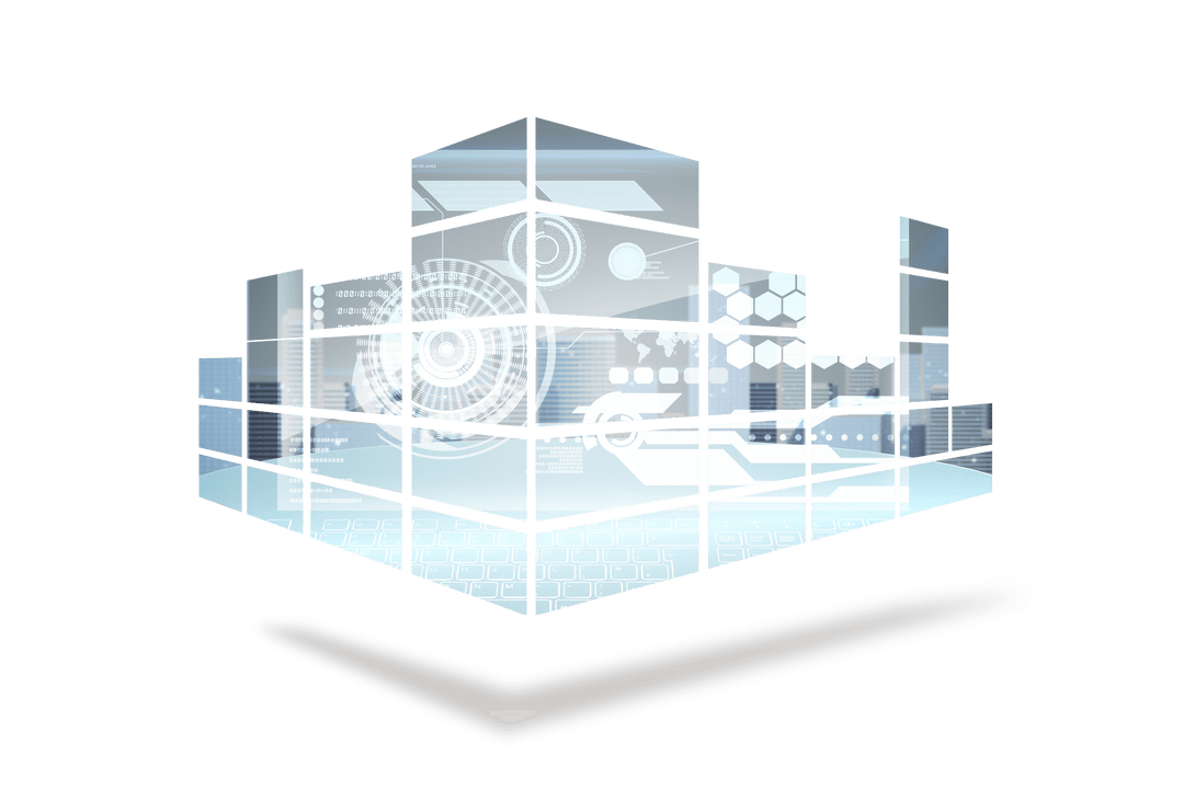 Futuristic digital interface with transparent background