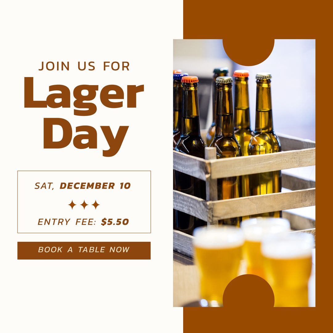 Invitation for Lager Day Celebration With Beer Bottles and Glasses - Download Free Stock Templates Pikwizard.com