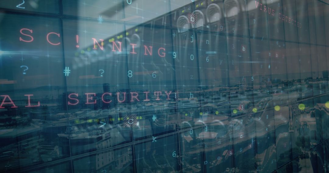 Cyber Attack Warning on Server Rack Overlay