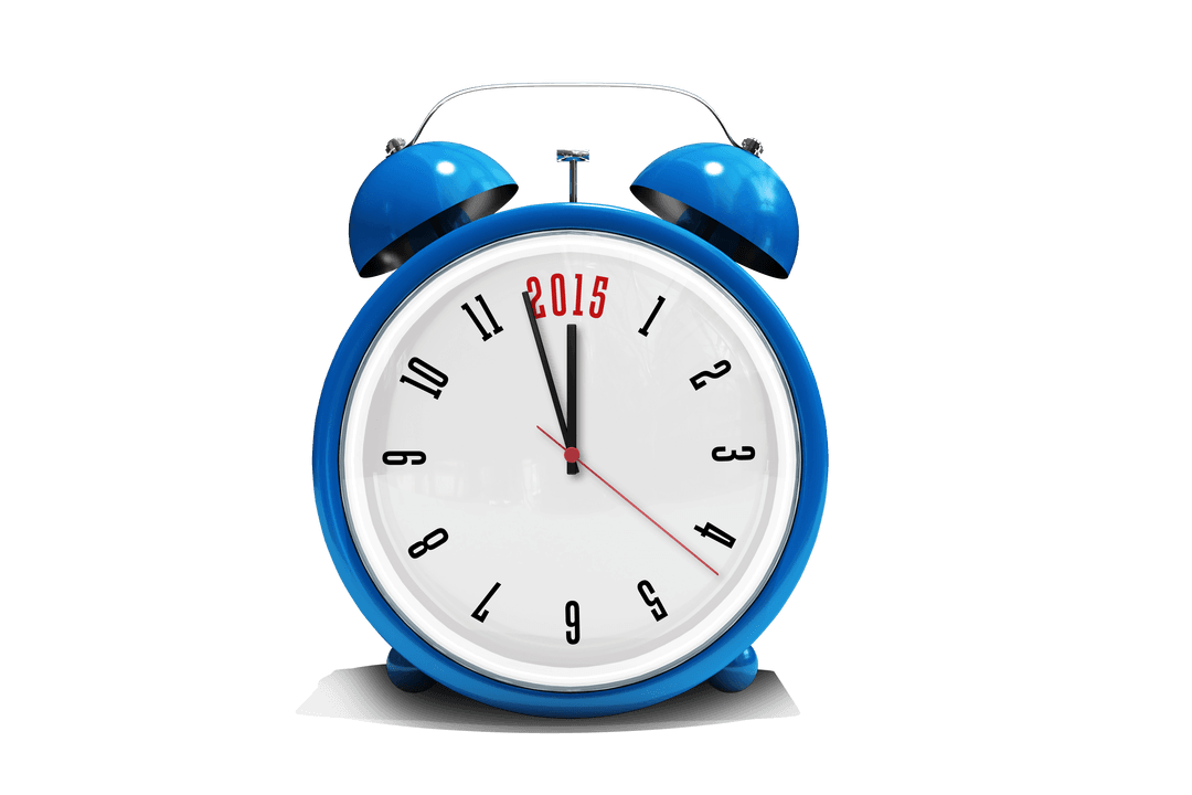 Blue Alarm Clock with Transparent Background and 2015 Highlight