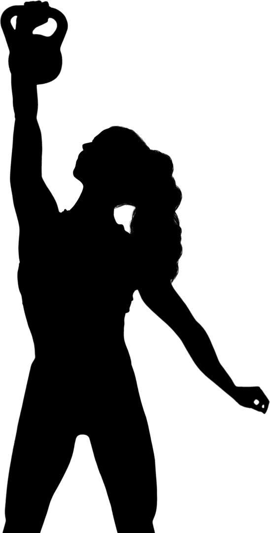 Energetic Woman Lifting Weights Silhouette on Transparent Background