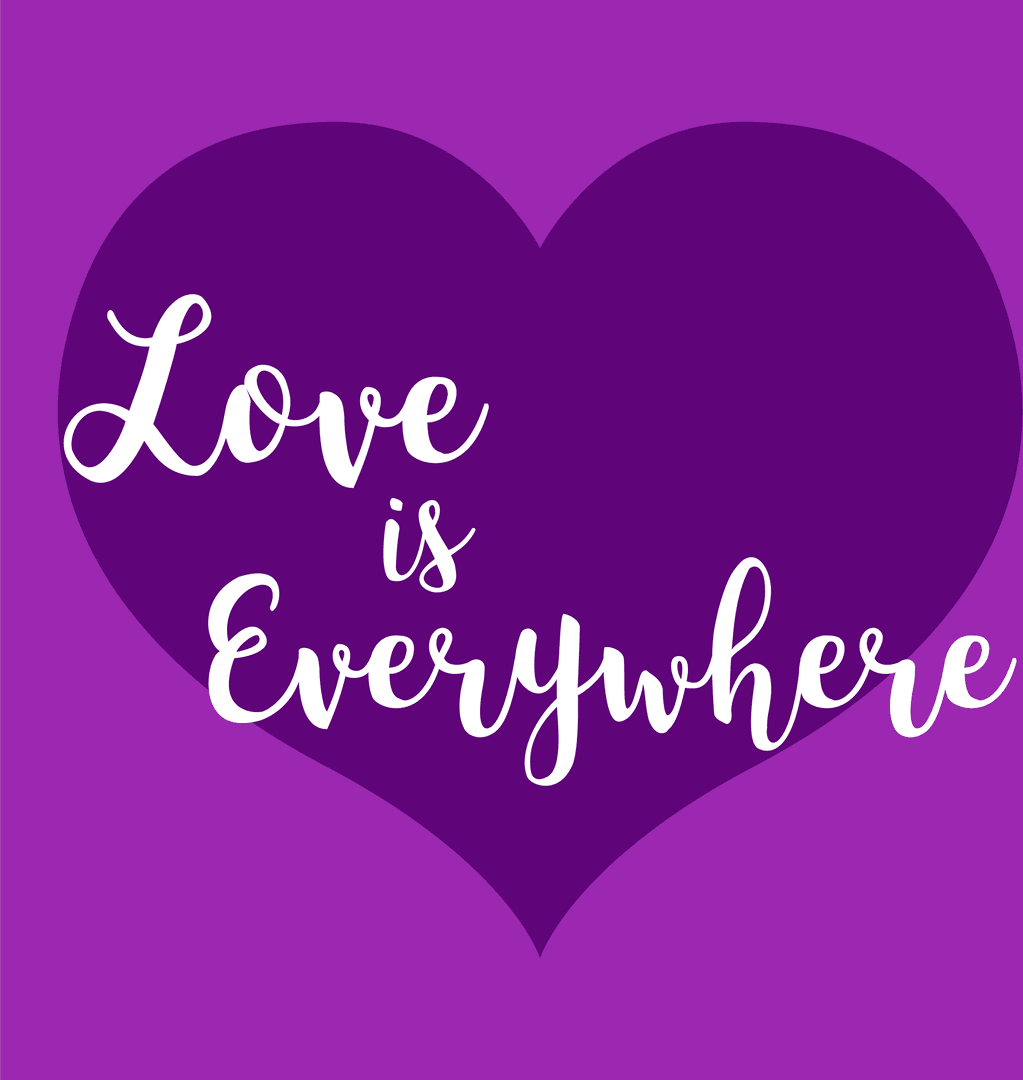 Romantic Valentine's Quote on Purple Heart Transparent Background