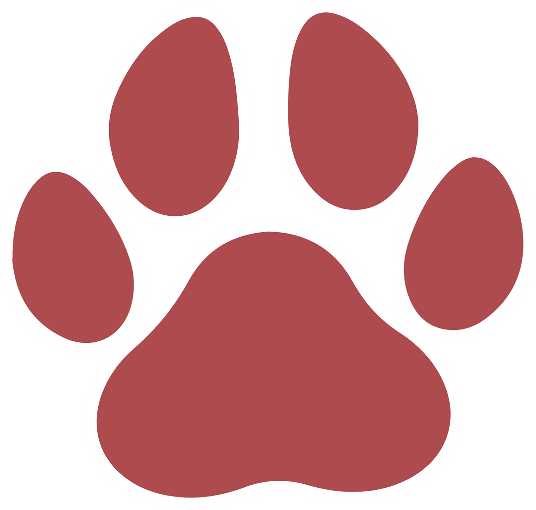 Red Animal Paw Print Icon on Transparent Background