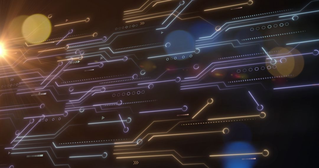 Futuristic Digital Circuit Board with Network Connections