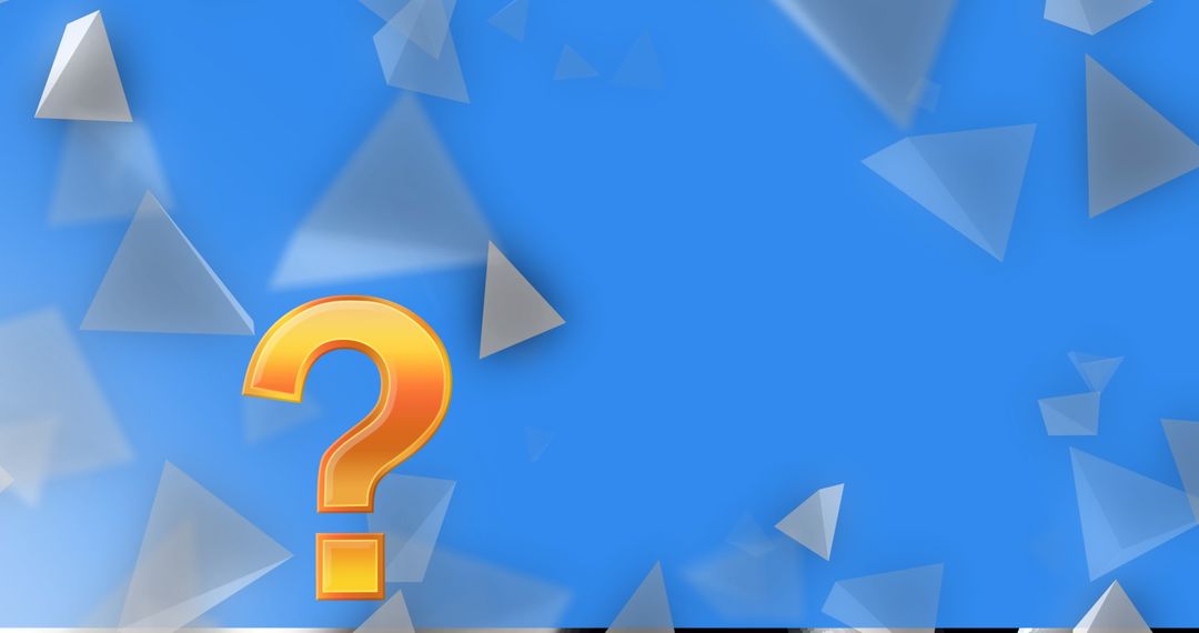 Golden Question Mark in Abstract Geometric Background