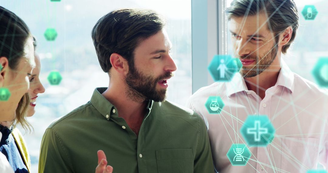 Business Professionals Discussing Digital Networking Solutions