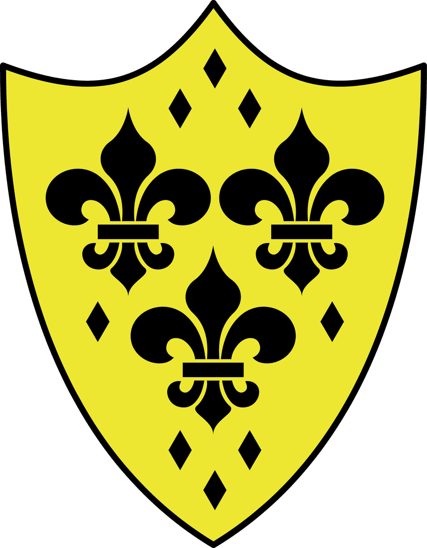 Medieval Heraldic Shield with Black Fleur-de-lis on Transparent Background