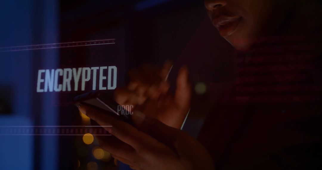 Urban Cybersecurity Mobile Encrypted Data Night Concept