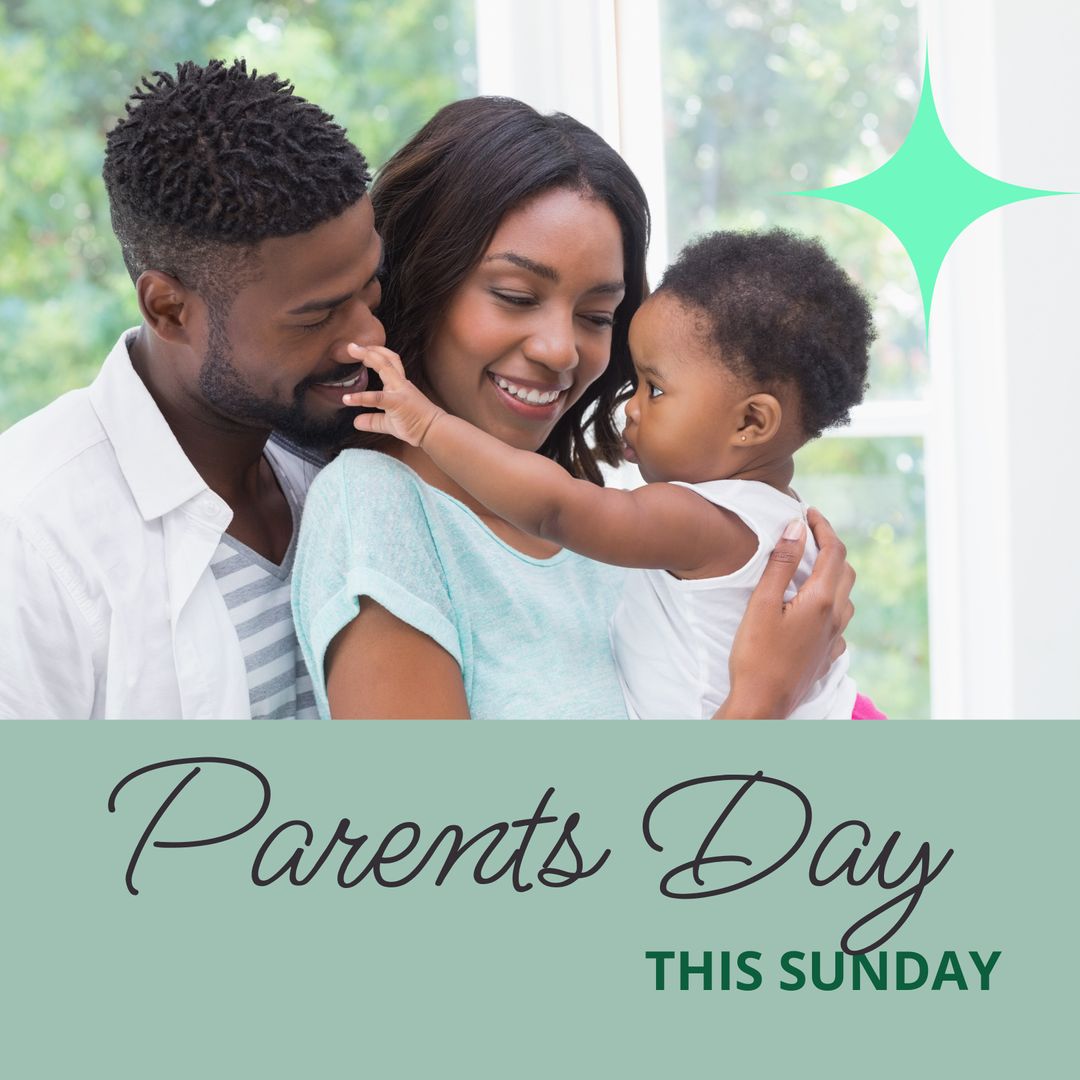 Happy African American Family with Baby at Home Celebrating Parents Day - Download Free Stock Templates Pikwizard.com