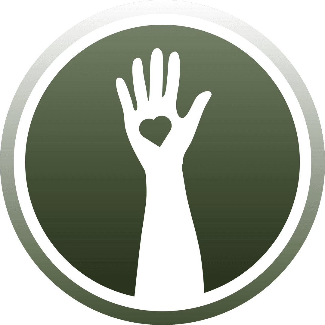 White Hand with Heart Green Transparent Icon