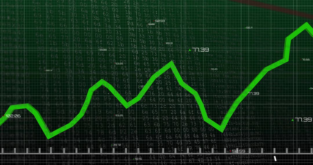 Green Trend Line on Dark Grid Represents Economic Growth