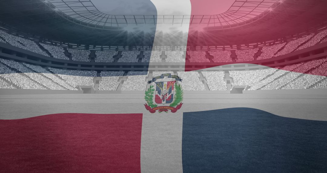 Dominican Republic Flag Overlays Modern Sports Stadium - Free Images, Stock Photos and Pictures on Pikwizard.com