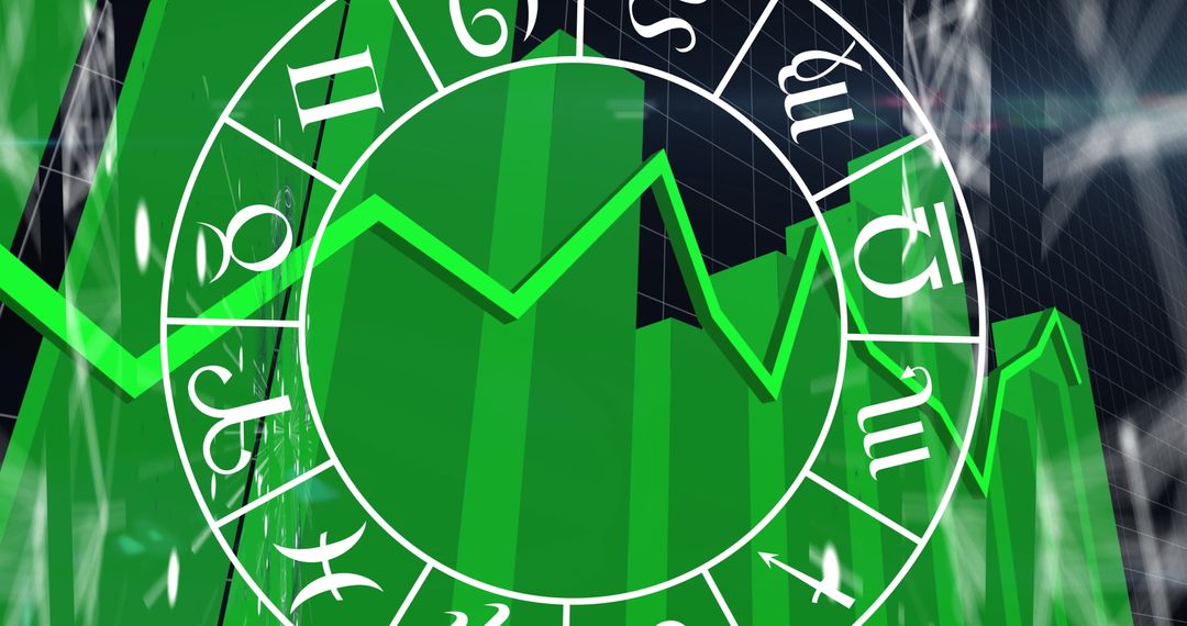 Futuristic Zodiac Signs with Digital Data Indicators Background