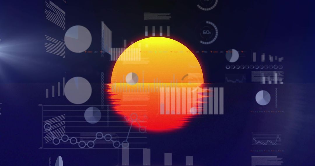 Futuristic Sunset with Digital Data Fusion