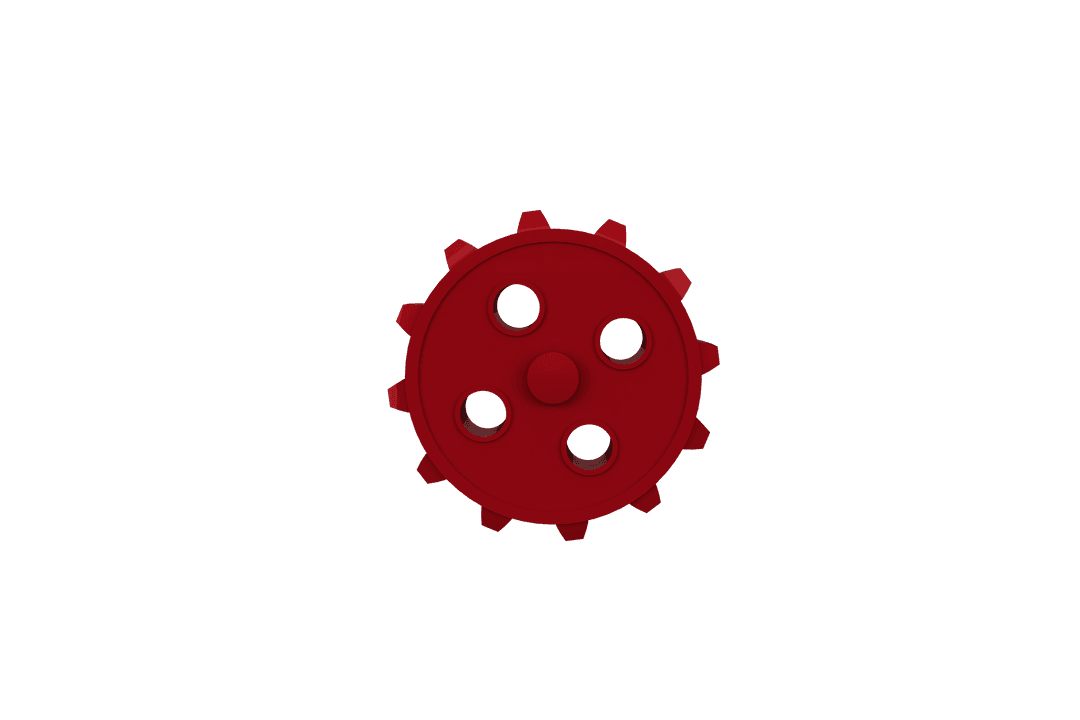 Close-Up of Transparent Red Gear on White Background