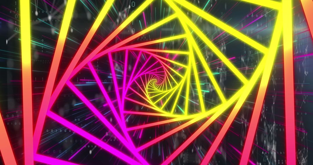 Colorful Neon Spirals in Digital Space Rendering Vibrant Energy