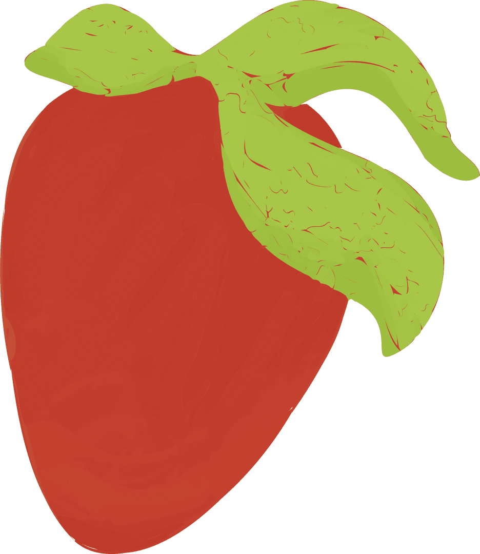 Vibrant Stylized Fruit with Green Leaves on Transparent Background