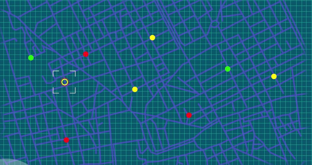 Digital Map with Colorful Pins for Navigation and Cartography