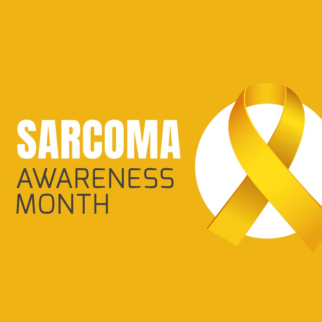 Sarcoma Awareness Month Ribbon on Yellow Background