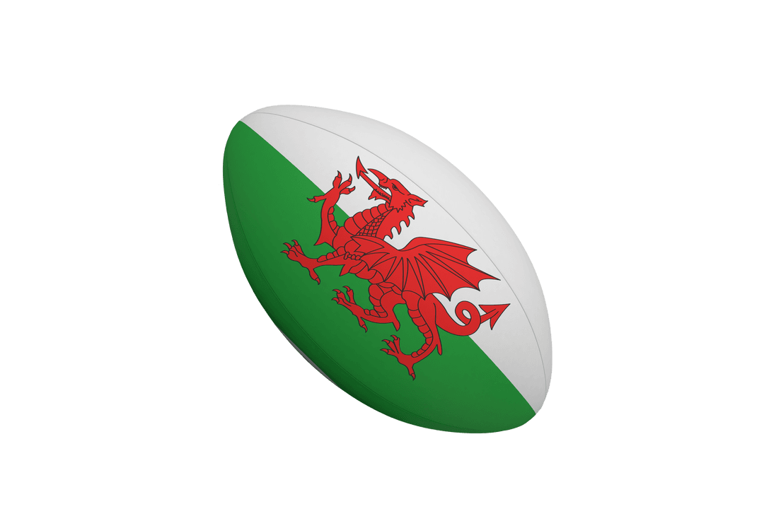 Wales Flag Rugby Ball on Transparent Background