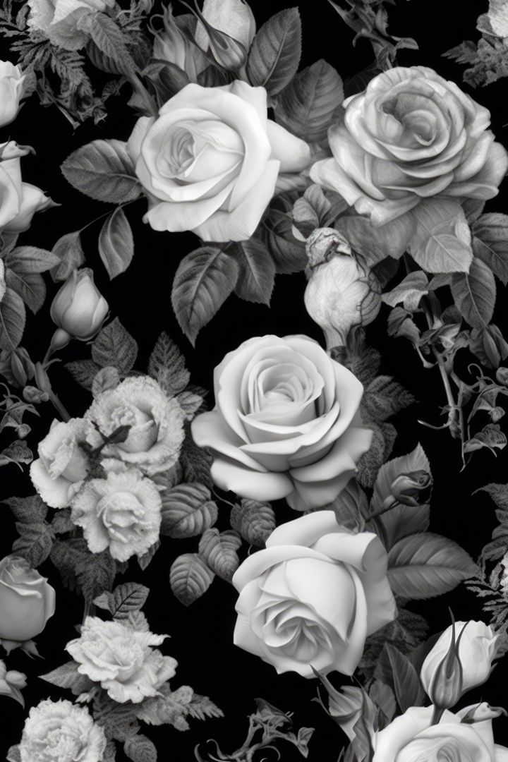 Black and White Roses Pattern - Free Images, Stock Photos and Pictures on Pikwizard.com