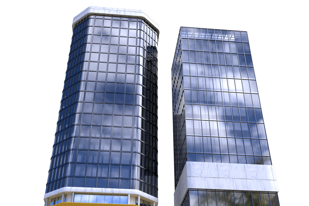 Modern Skyscraper Duo on Transparent Background Vector