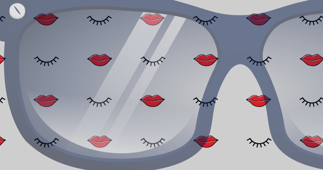 Trendy Glasses with Lips and Eyes Pattern Design