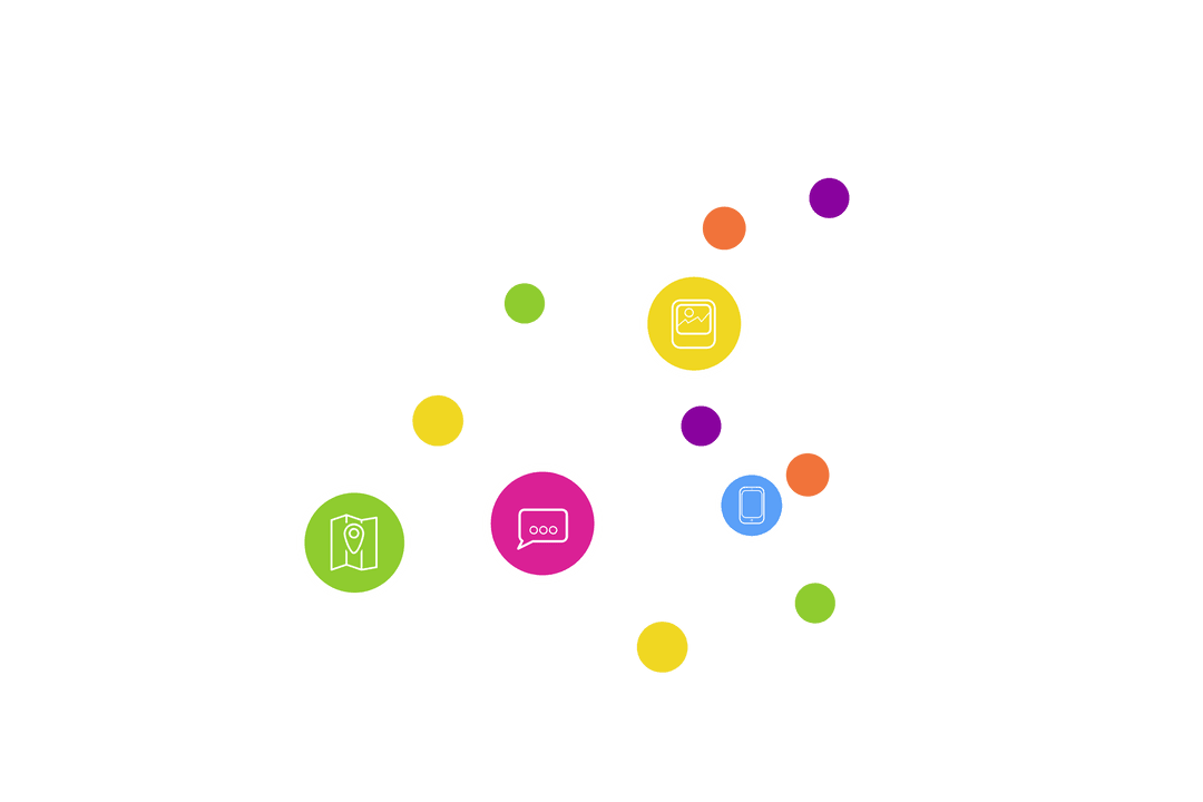 Transparent Communication Icon Circles on White Background