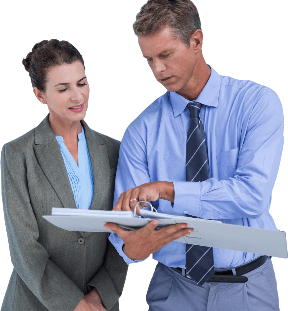 Transparent Background Business Professionals Reviewing Documents