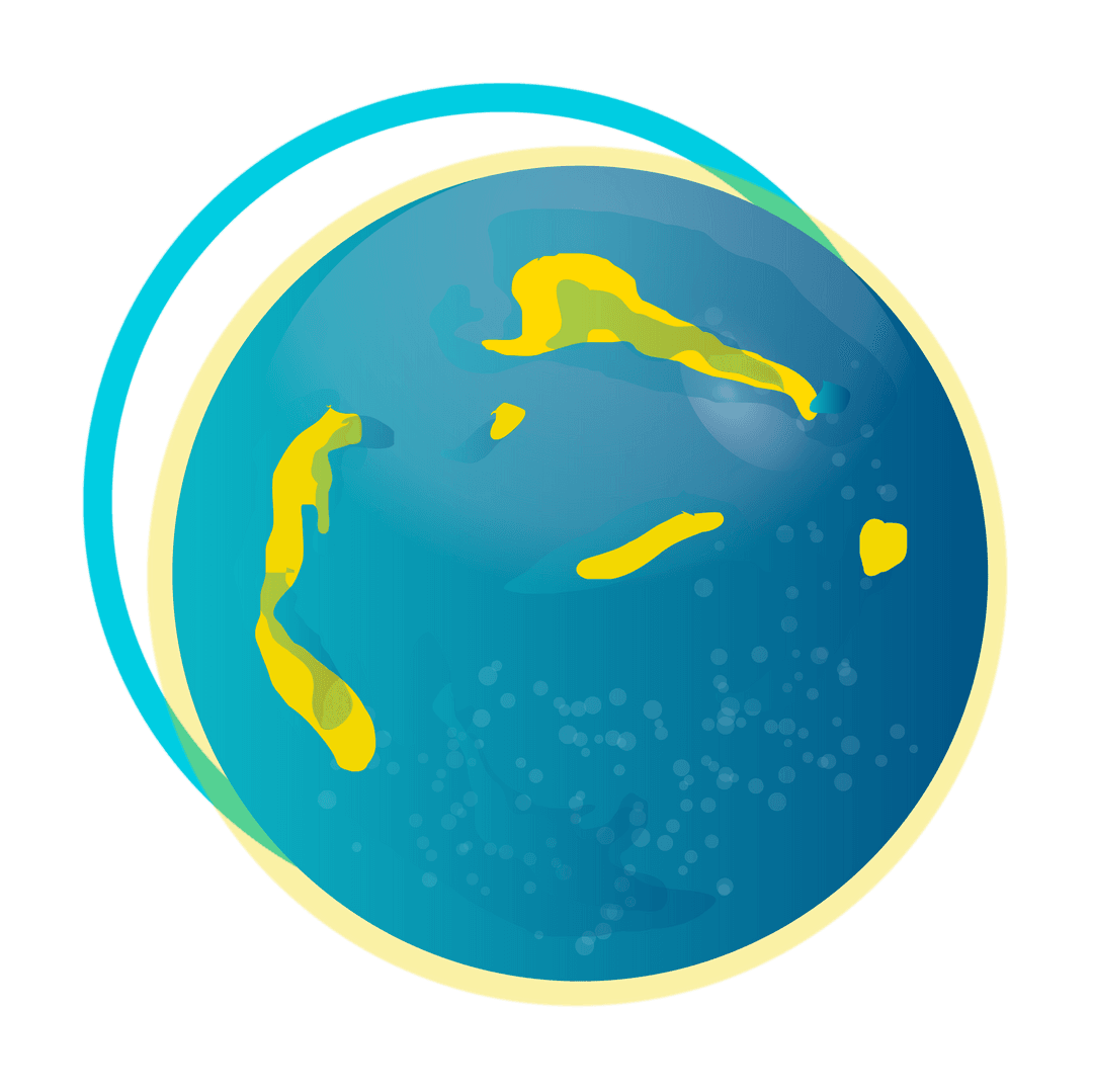 Transparent Vector Globe with Curved Cyan and Yellow Highlights