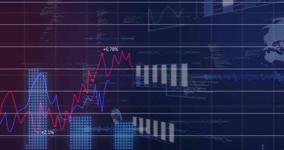 Financial Growth Chart with Digital Data Interface