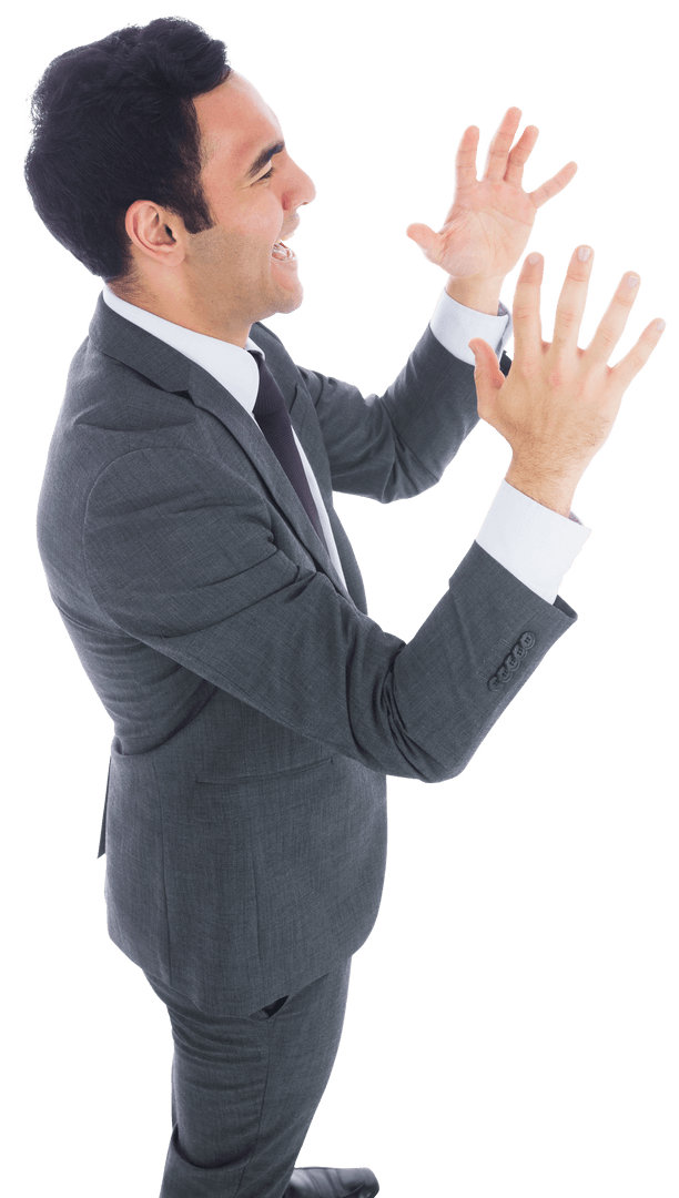 Joyful Businessman Celebrating Success in Transparent Background