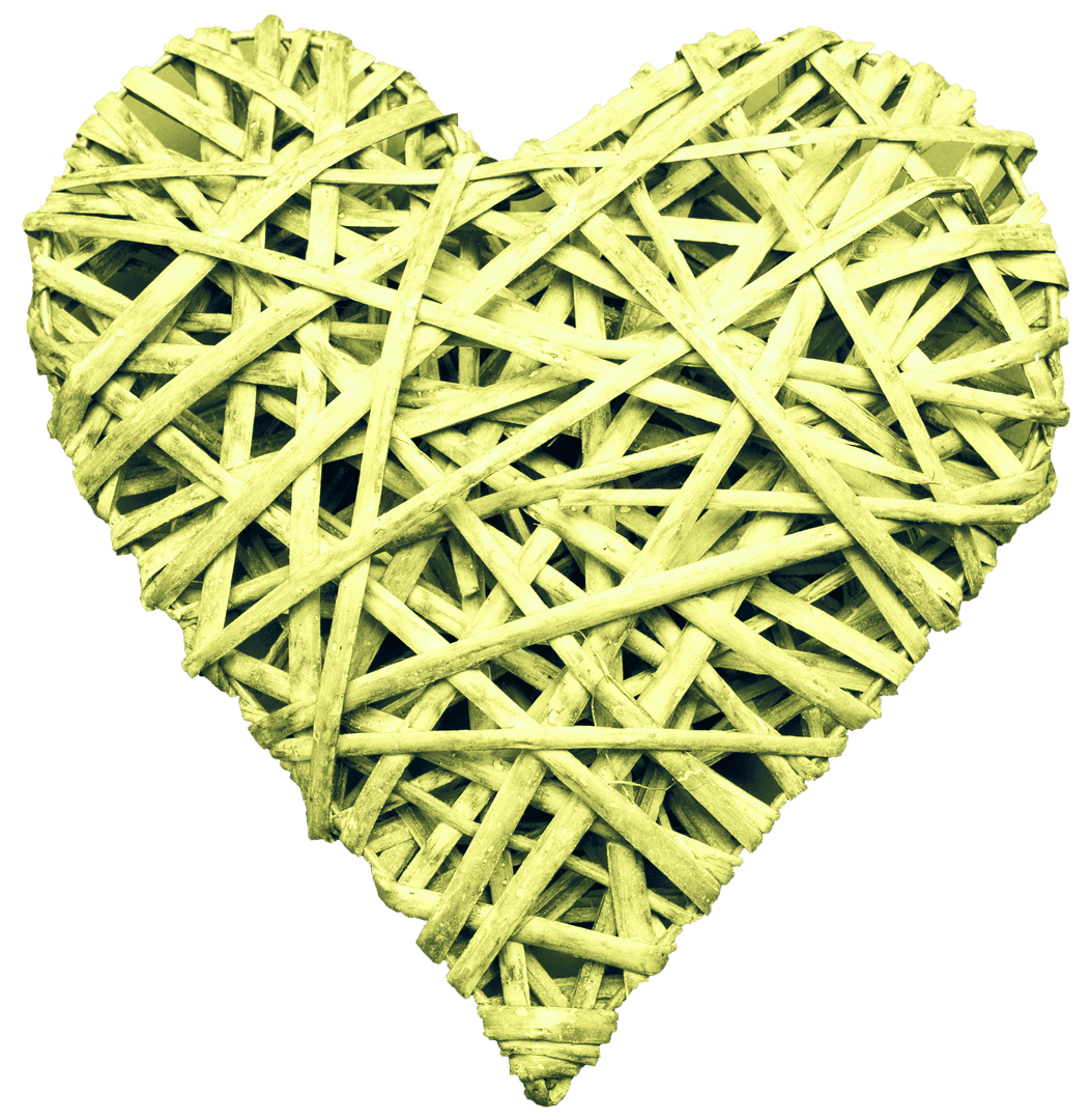 Green Hay Heart Shape on Transparent Background for Love Concept