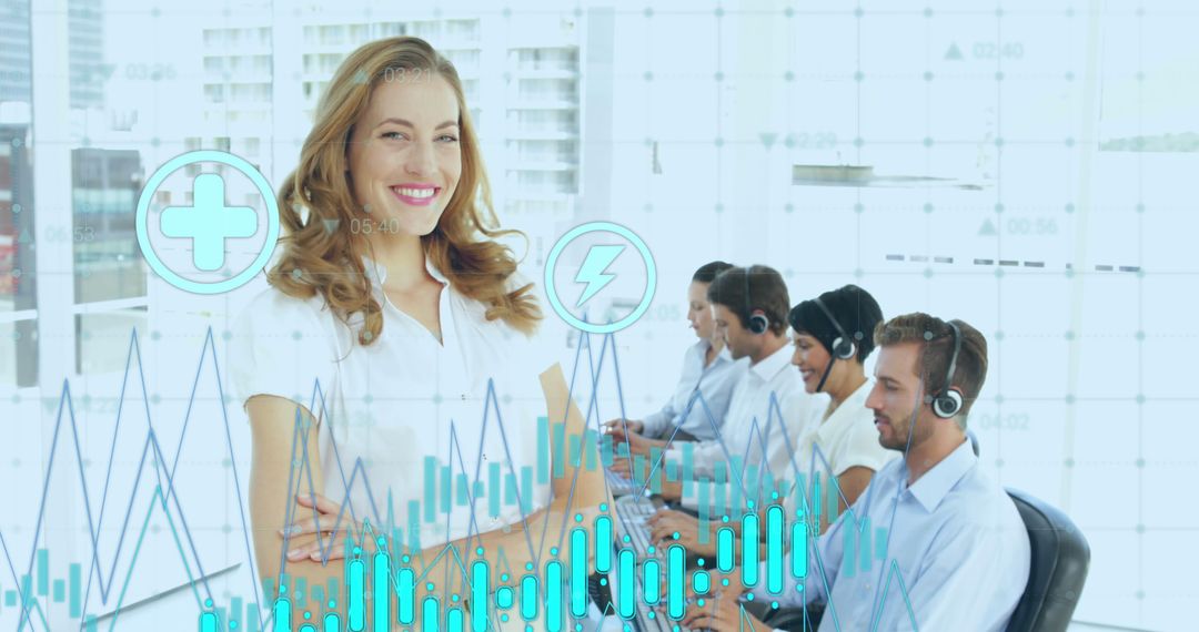 Business Team Analyzing Digital Financial Data Integration