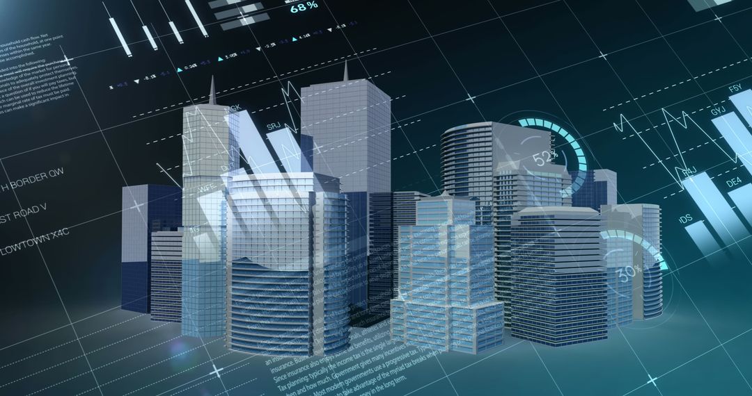 Financial Data Interface with Futuristic Cityscape