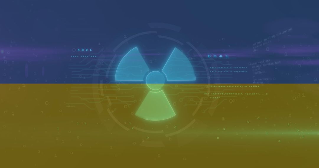 Digital Abstract on Ukraine Crisis with Nuclear Symbol