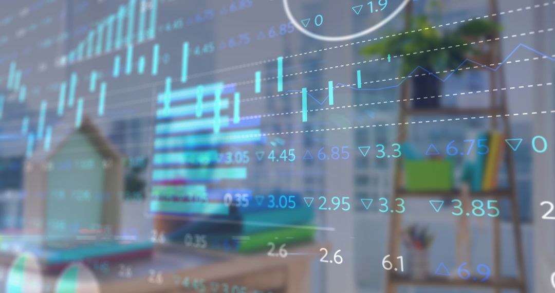 Digital Financial Statistics Projected in Modern Office