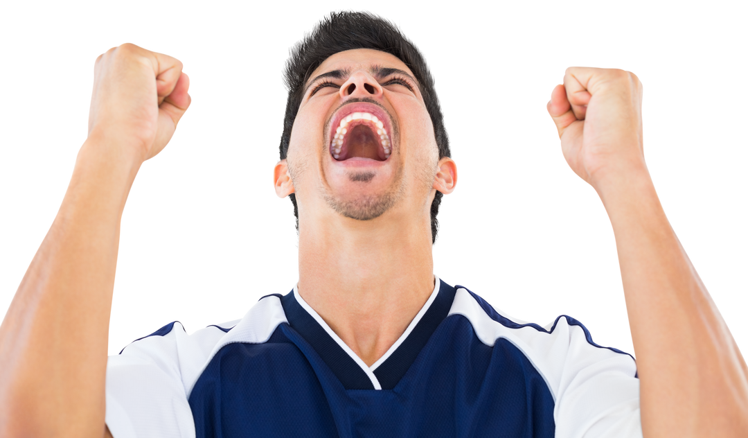 Football Player Screaming Victory Celebrating Win Transparent - Download Free Stock Images Pikwizard.com