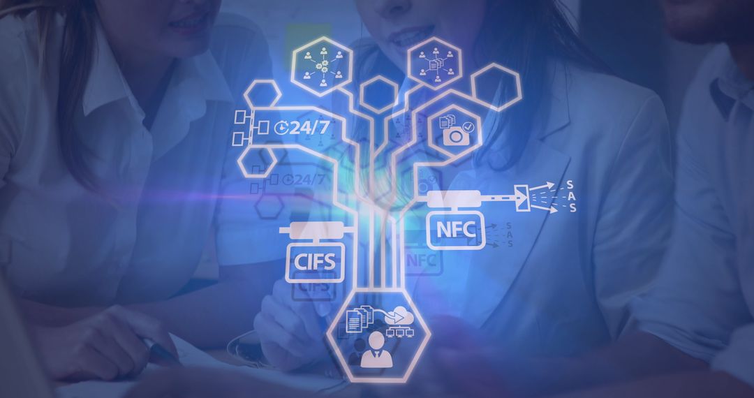 Digital Network Concepts with Business Team in Office