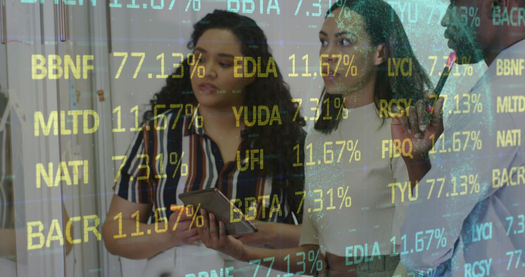 Team Analyzing Digital Financial Data in Modern Office Environment