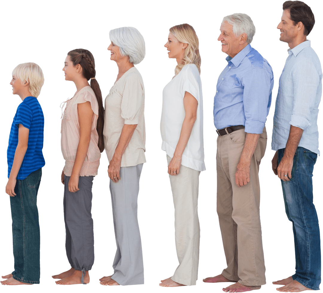 Transparent Multi-Generation Family Showing Different Life Stages