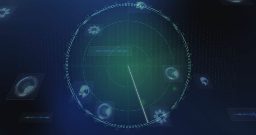 Radar Screen Interface with Technological Data Visuals